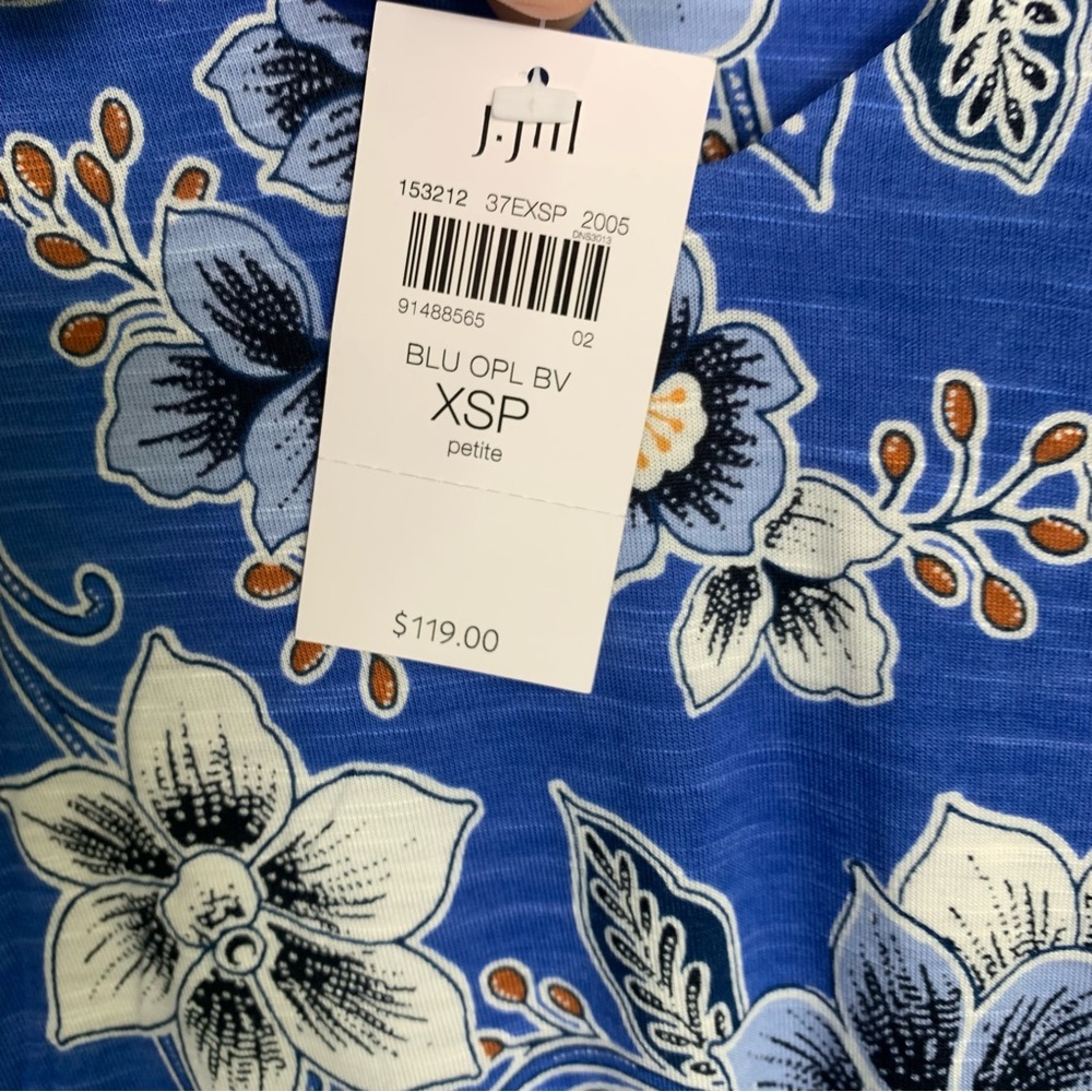 J.Jill Coastal Jersey Floral Tassel Detail Maxi Dress - Picture 13 of 14